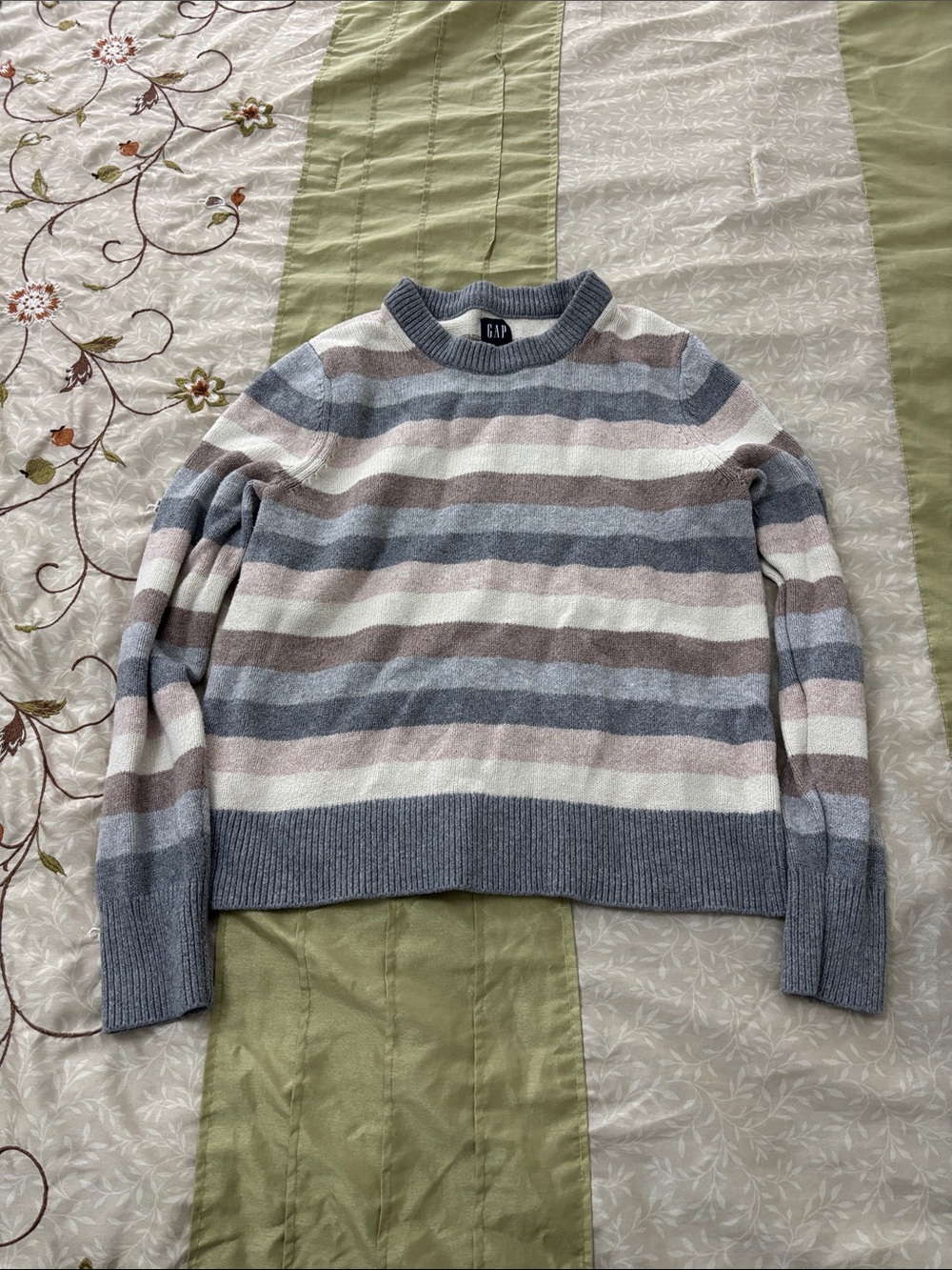 GAP Striped Crewneck Sweater in Blue, Cream & Brown
